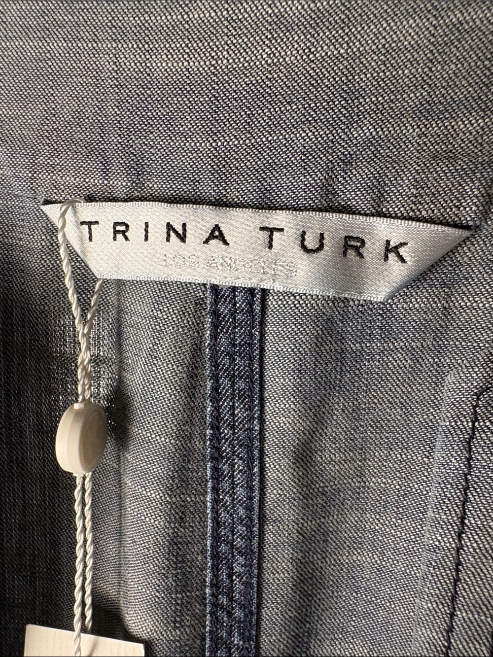 NWT Trina Turk Carnelian Chambray Linen Blend Tunic Shift Dress, Chambray Blue - Picture 5 of 12